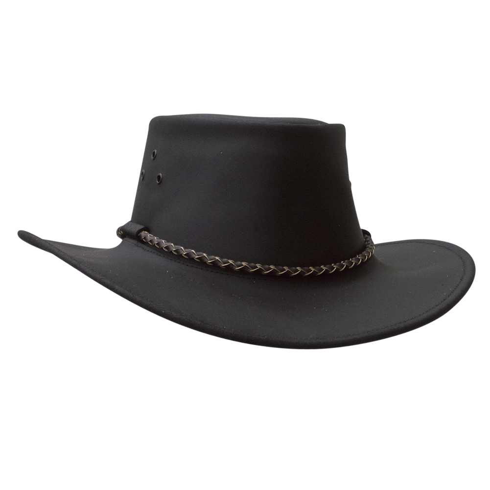Echuca Oiled Leather Australian Hat in Black Kakadu Traders