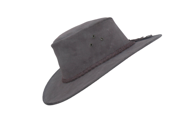 Echuca Buffed Leather Hat in Brown
