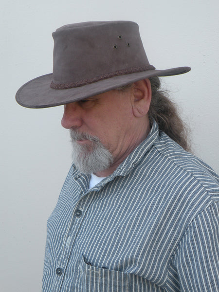 Echuca Buffed Leather Hat in Brown