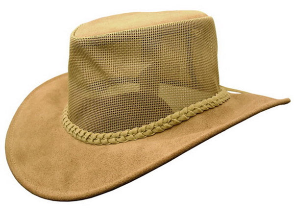 Bendigo Suede Hat with Mesh Crown in Tan